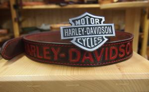 Kožený opasek Harley Davidson, ručně zdobený