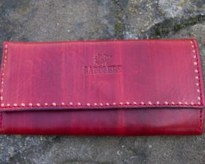 Kožená peněženka - ručně malovaná červená